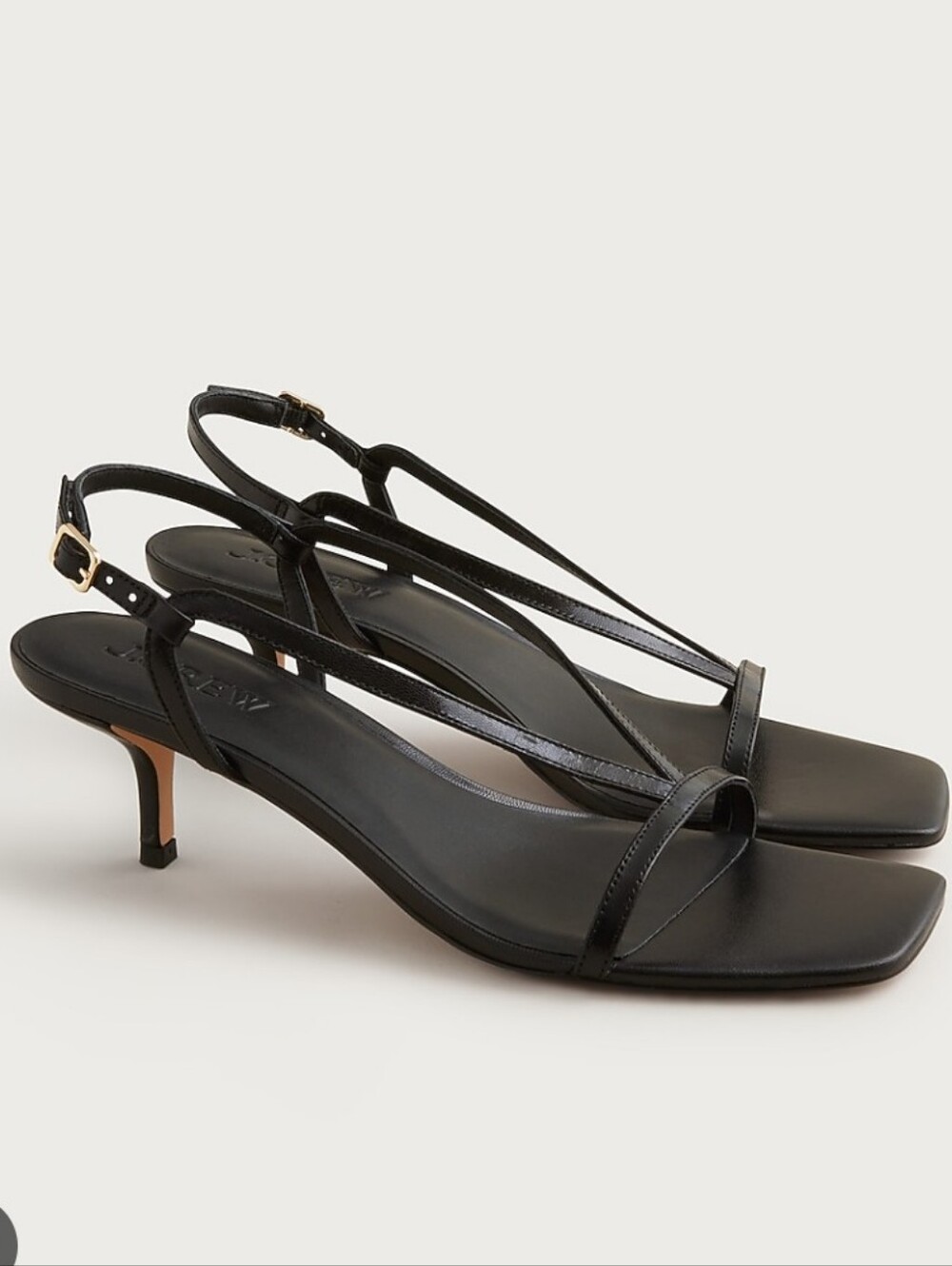 J Crew Krista slingback kitten-heel sandals in leather CJ839 Size 10 Black